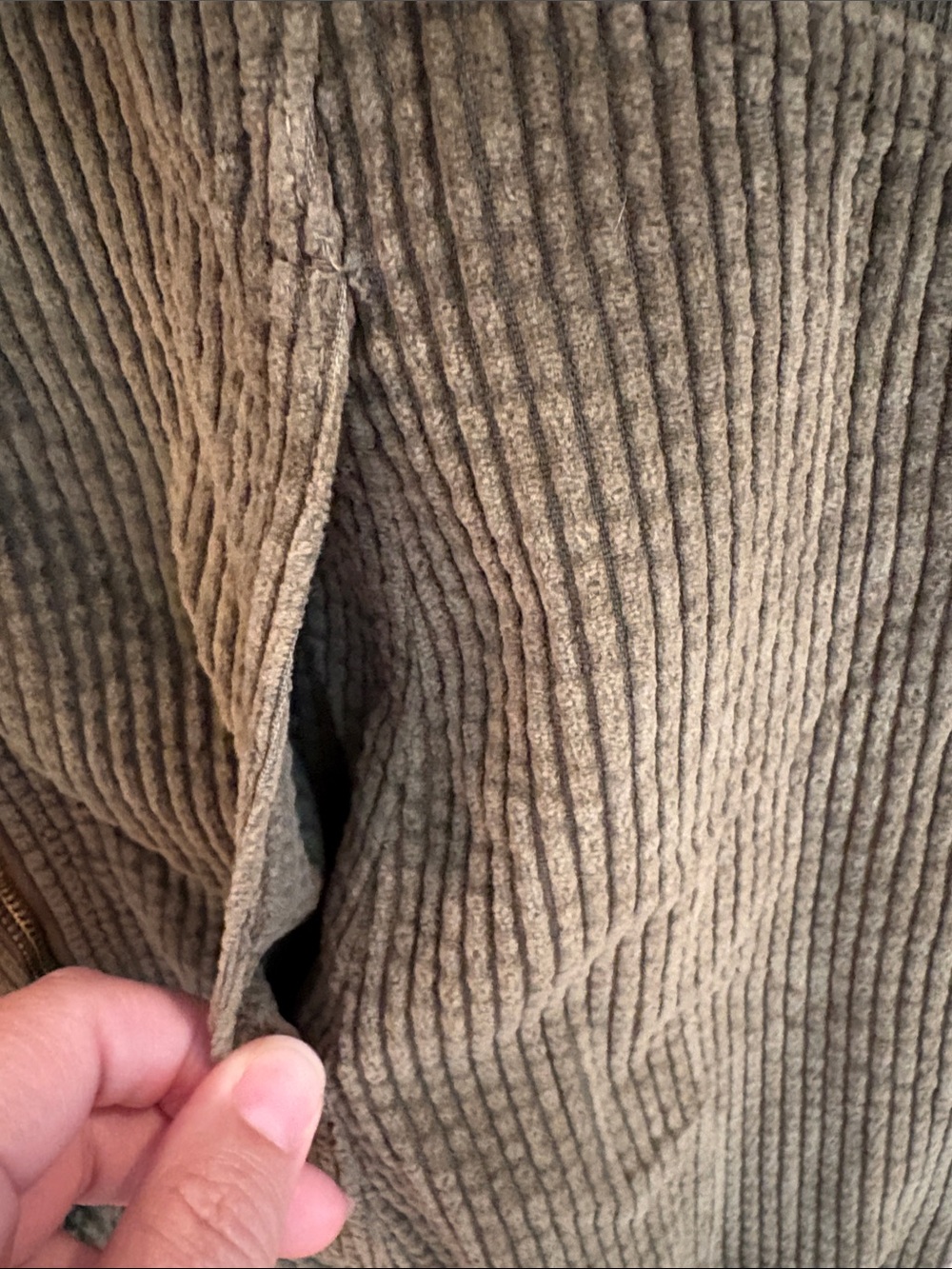 XCVI Olive Green Corduroy Zip-Front Jacket-Dress with Floral Accents - Picture 7 of 14